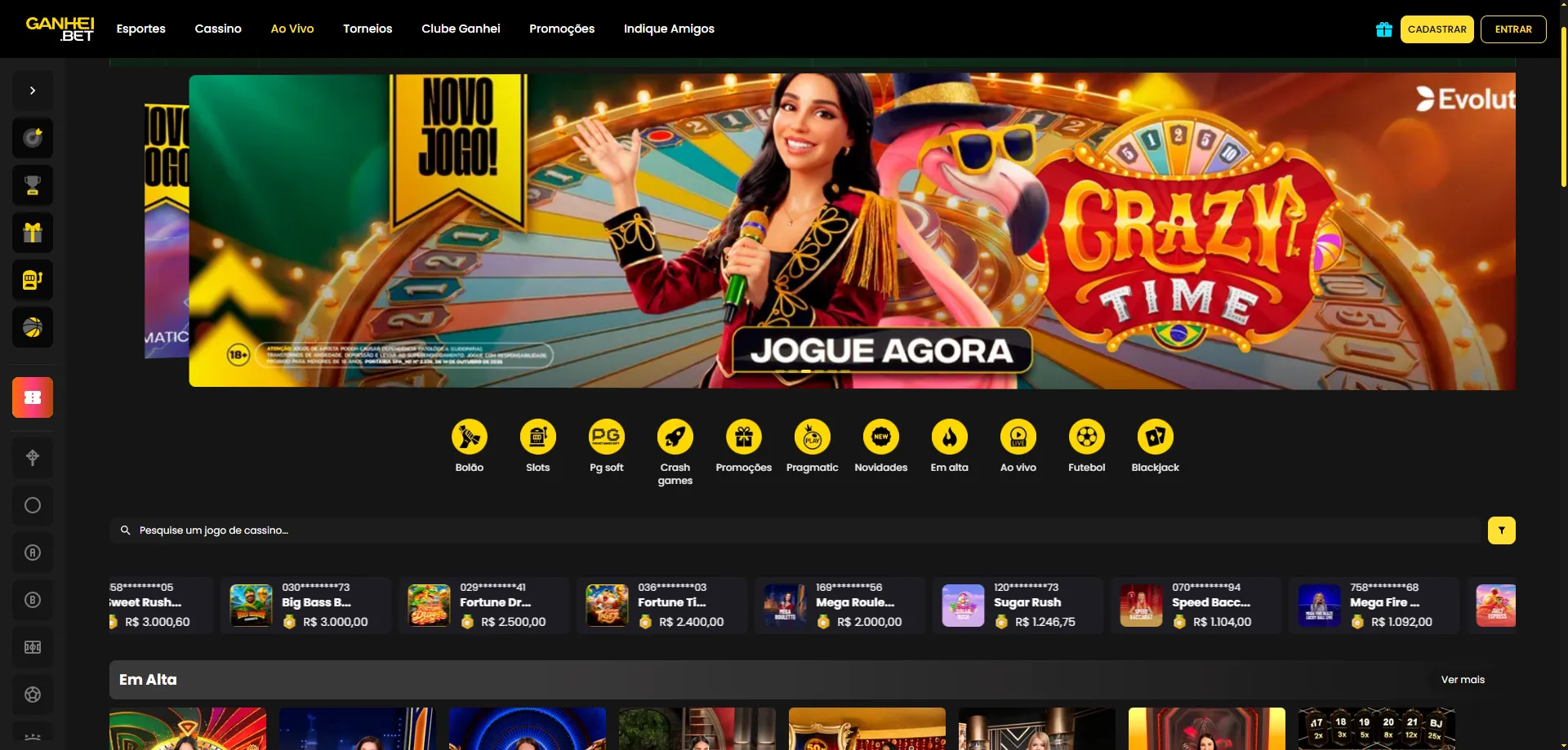 Ganhei Bet app mobile para apostas e jogos ao vivo no celular