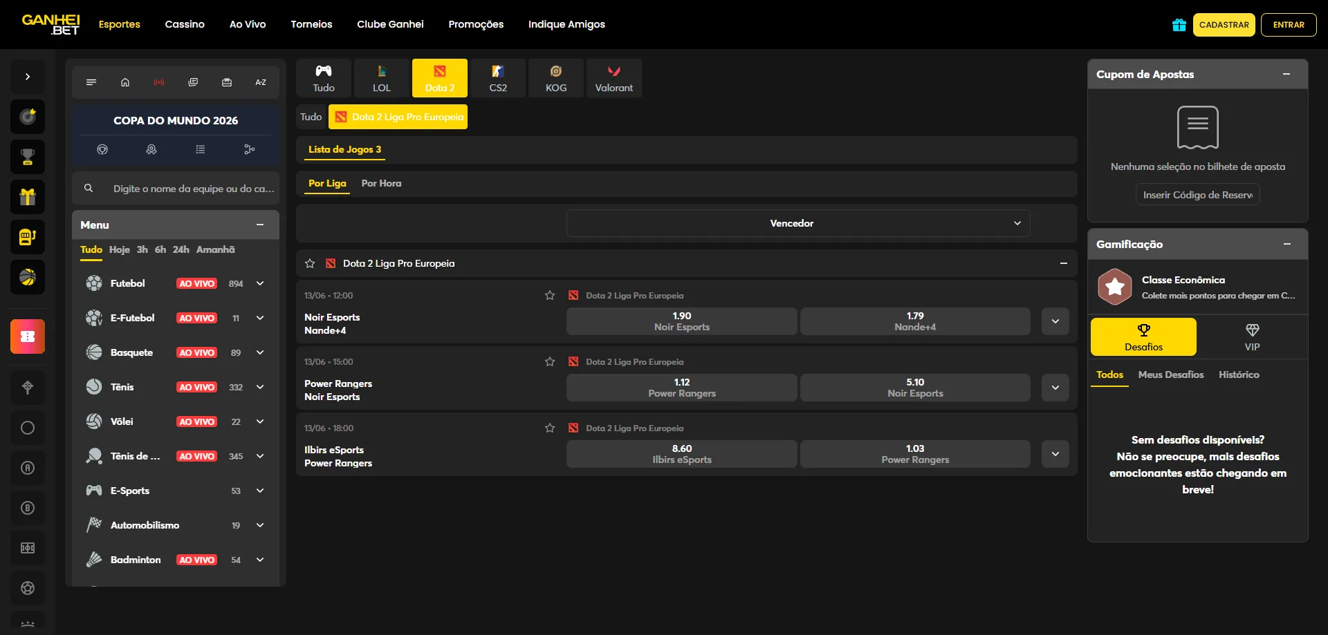 Apostas esportivas ao vivo na Ganhei Bet para apostadores brasileiros